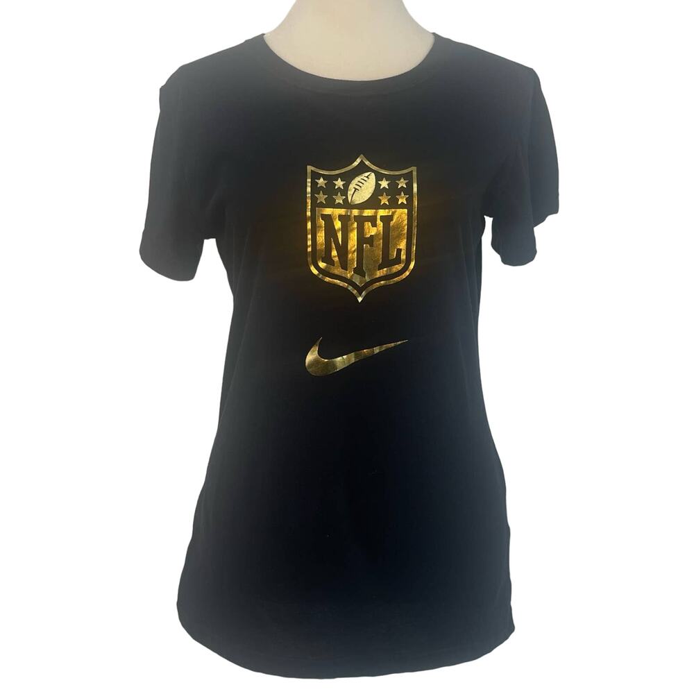 Nike Dri-Fit T-shirt WMNS M Black/Gold Slim Fit Short Sleeve NFL Crew Neck Tee